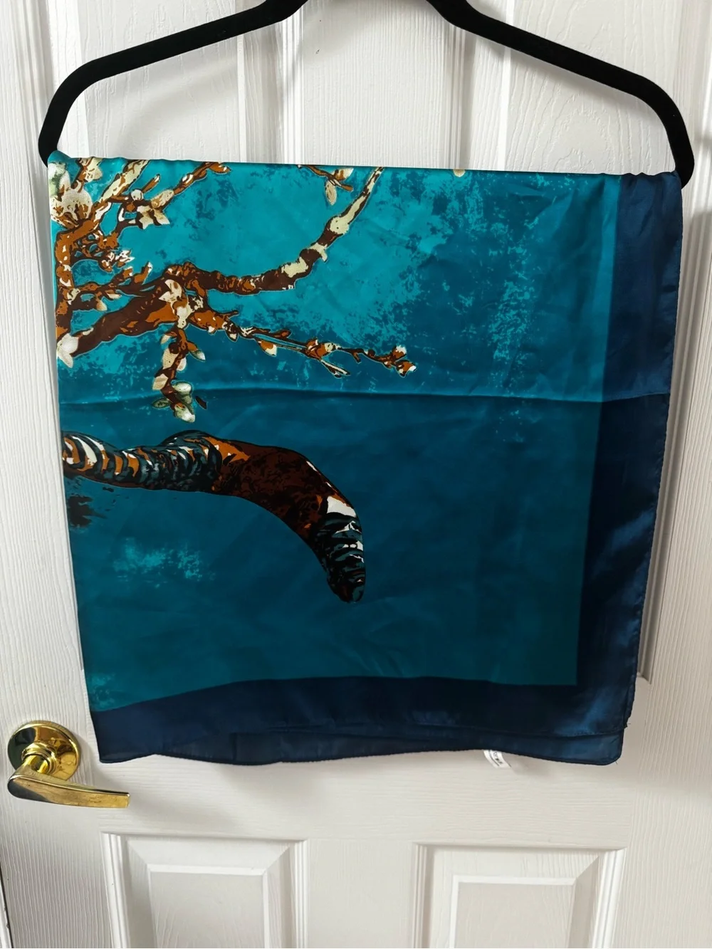 Teal Floral Silk Scarf - Women Bags Accessory